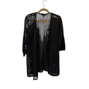 Alfani sheer stripe long open front cardigan Black Size XL EUC